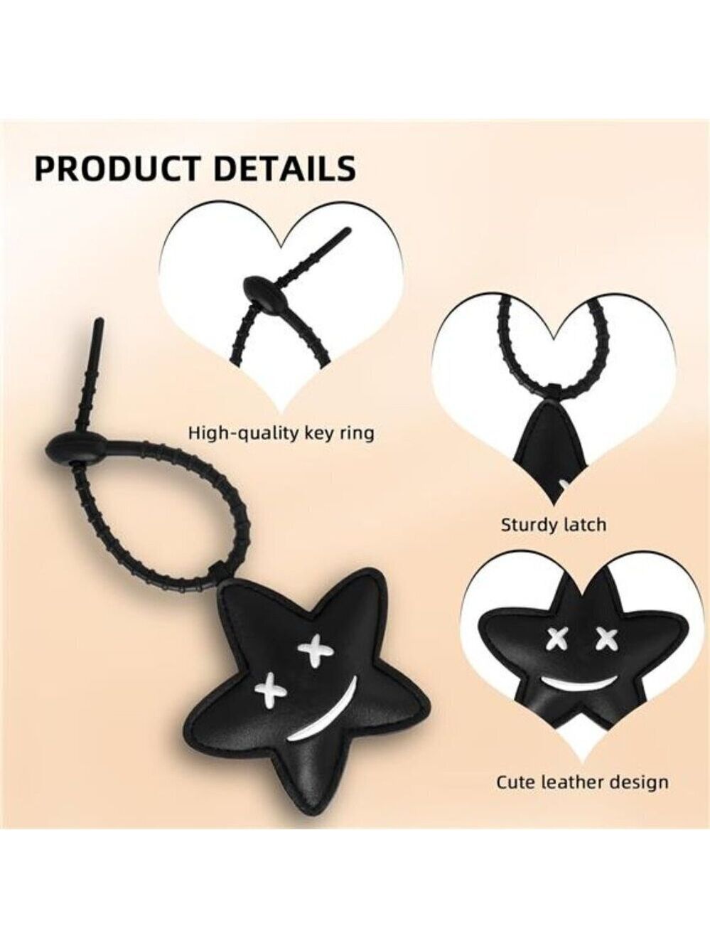 2Pcs Leather Bag Charms for Handbag Funny Black Purse Charms finger Star - Picture 5 of 9
